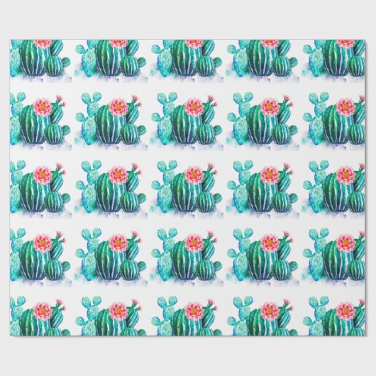 Papier Cadeau cactus aquarelle (Plat)