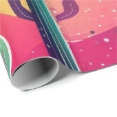 Papier Cadeau Cactus aux couleurs vives (Coin rond)