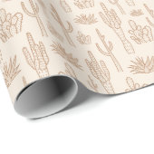 Papier Cadeau Cactus Boho Ouest Sud Désert Chaud Neutre (Coin rond)