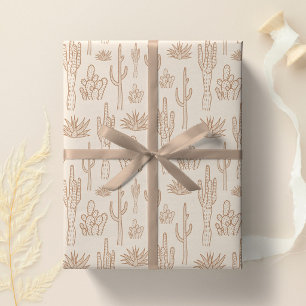 Papier Cadeau Cactus Boho Ouest Sud Désert Chaud Neutre