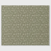 Papier Cadeau Cactus Boho Ouest Sud Neutre Vert Mousse (Plat)