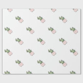 Papier Cadeau Cactus de sourire succulent dans le pot de fleurs (Plat)