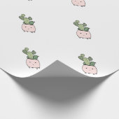 Papier Cadeau Cactus de sourire succulent dans le pot de fleurs (Coin)