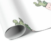 Papier Cadeau Cactus de sourire succulent dans le pot de fleurs (Coin rond)