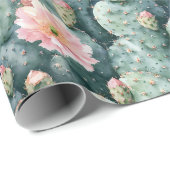 Papier Cadeau Cactus en Fleurs Cactus du Désert du Sud-Ouest (Coin rond)