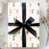 Papier Cadeau Cactus en pot mignons & motif de plantes du désert