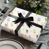 Papier Cadeau Cactus en pot mignons & motif de plantes du désert