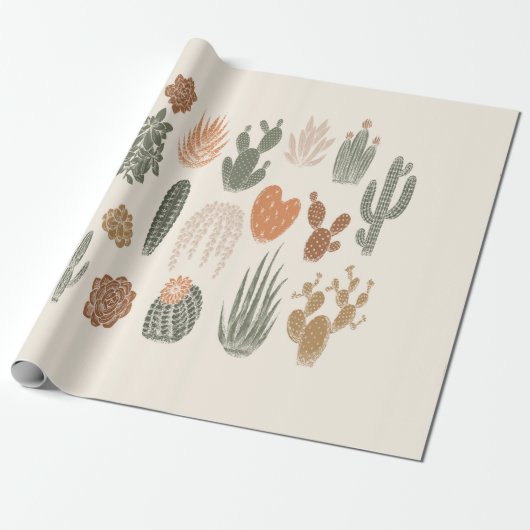 Papier Cadeau Cactus et succulent motif sans soudure (Déroulé)