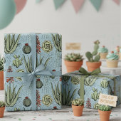 Papier Cadeau Cactus et succulents du désert Bleu Occidental