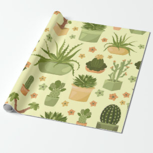 Papier Cadeau Cactus et succulents motif sans soudure. Housepla