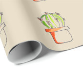 Papier Cadeau Cactus mexicain art du désert (Coin rond)