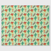 Papier Cadeau Cactus mexicain et Sombrero Motif (Plat)