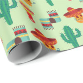 Papier Cadeau Cactus mexicain et Sombrero Motif (Coin rond)