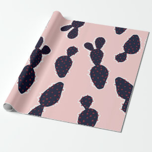 Papier Cadeau Cactus mignon douce humeur et ton motif,