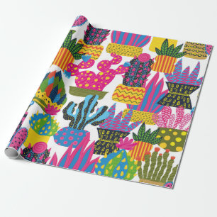 Papier Cadeau Cactus mignons. Motif sans couture colorée. PA san