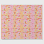 Papier Cadeau Cactus mignons, rayures Jaunes Soleil & Nuages (Plat)