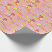 Papier Cadeau Cactus mignons, rayures Jaunes Soleil & Nuages (Coin)