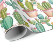 Papier Cadeau Cactus Modernes (Coin rond)