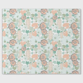 Papier Cadeau Cactus Motif Succulent Coral Green (Plat)