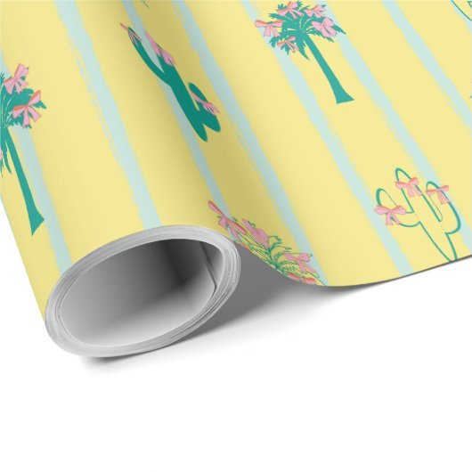 Papier cadeau Cactus & Palm Trees Retro (Coin rond)