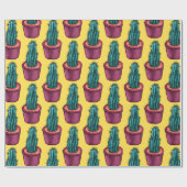 Papier Cadeau Cactus psychédélique Posé Plante succulent (Plat)