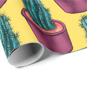 Papier Cadeau Cactus psychédélique Posé Plante succulent (Coin rond)