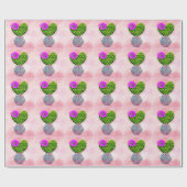 Papier Cadeau Cactus rose cool tendance (Plat)