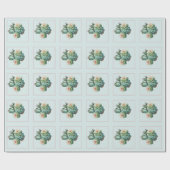 Papier Cadeau Cactus succulent turquoise (Plat)
