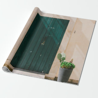 PAPIER CADEAU CACTUS VERT PLANTE PRÈS DE PORTE VERTE
