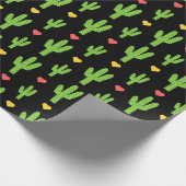 Papier Cadeau cactus vert sur arrière - plan noir (Coin)