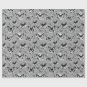 Papier Cadeau Cadeau à motif de papillon gris (Plat)