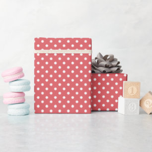 Papier Cadeau Cadeau à motif pois rouges rose corail