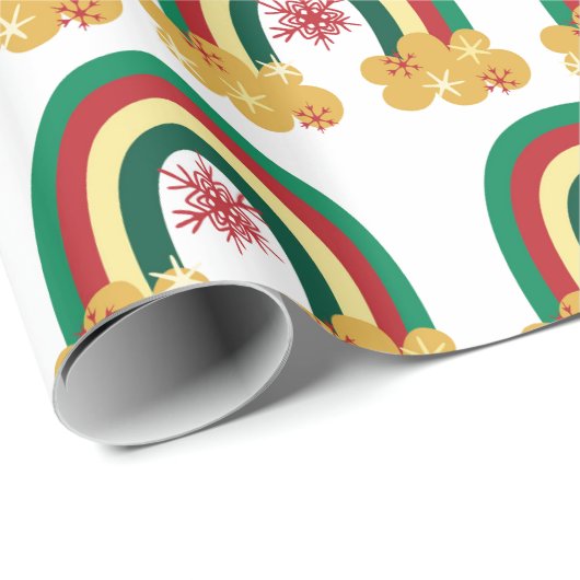 Papier Cadeau Cadeau Arc-en-ciel Noël mignon (Coin rond)