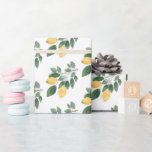 Papier Cadeau Cadeau Citron & Feuillage à l'aquarelle Boho<br><div class="desc">Papier d'emballage chic à motif citron à l'aquarelle boho et feuillage. Ajoutez une touche lumineuse et festive à vos emballages cadeaux avec ce magnifique papier d'emballage à motif citron. Le design présente des citrons jaunes à l'aquarelle et un feuillage peint à la main. Ce papier d'emballage au motif citron est...</div>