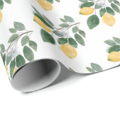 Papier Cadeau Cadeau Citrons & Verdure Aquarelle Bohème (Coin rond)