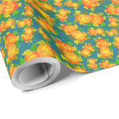 Papier Cadeau Cadeau Citrouille d'Halloween : orange, vert, bleu (Coin rond)