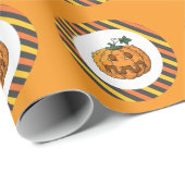 Papier Cadeau Cadeau Citrouille Halloween Éffrayant automne (Coin rond)