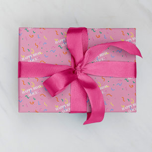 Papier Cadeau Cadeau d'anniversaire avec nom personnalisé en con