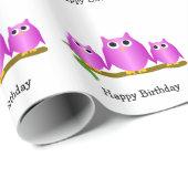 Papier Cadeau Cadeau d'anniversaire de conception de hiboux viol (Coin rond)