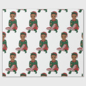 Papier Cadeau Cadeau d'anniversaire de garçon noir melanin garço (Plat)