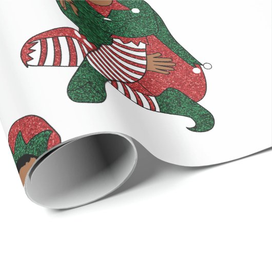 Papier Cadeau Cadeau d'anniversaire de garçon noir melanin garço (Coin rond)