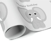 Papier Cadeau Cadeau d'anniversaire design éléphant (Coin rond)