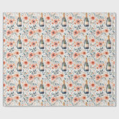 Papier Cadeau Cadeau d'anniversaire | Floral Avec Bouteille De C (Plat)