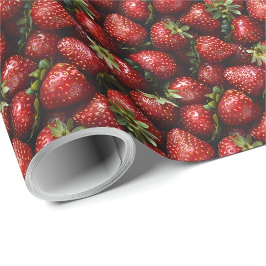 Papier Cadeau Cadeau d'anniversaire fraise (Coin rond)