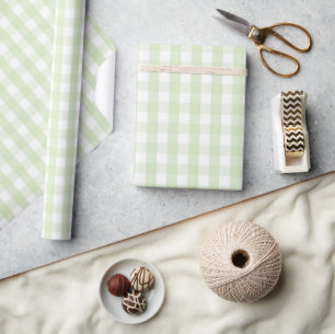 Papier Cadeau Cadeau de Baby Shower Classique Pastel Vert Gingha