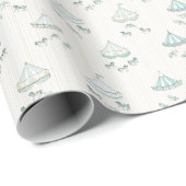 Papier Cadeau Cadeau de carrousel Vintage bleu turquoise (Coin rond)