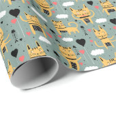 Papier Cadeau Cadeau de chat | Cute Chat Motif Enfant (Coin rond)