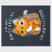 Papier Cadeau Cadeau de chat mignon antisocial | Chat pour la Sa (Plat)