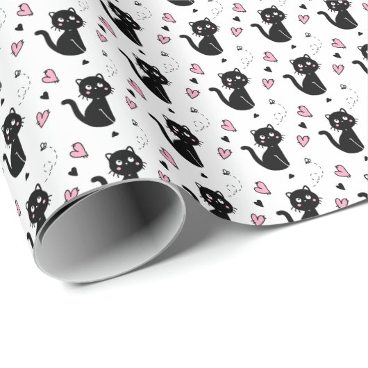 Papier Cadeau Cadeau de chat | Motif de chat mignon Arrière - pl (Coin rond)