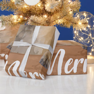 Papier Cadeau Cadeau de chien de Noël Grand Danse Santa Hat T-S